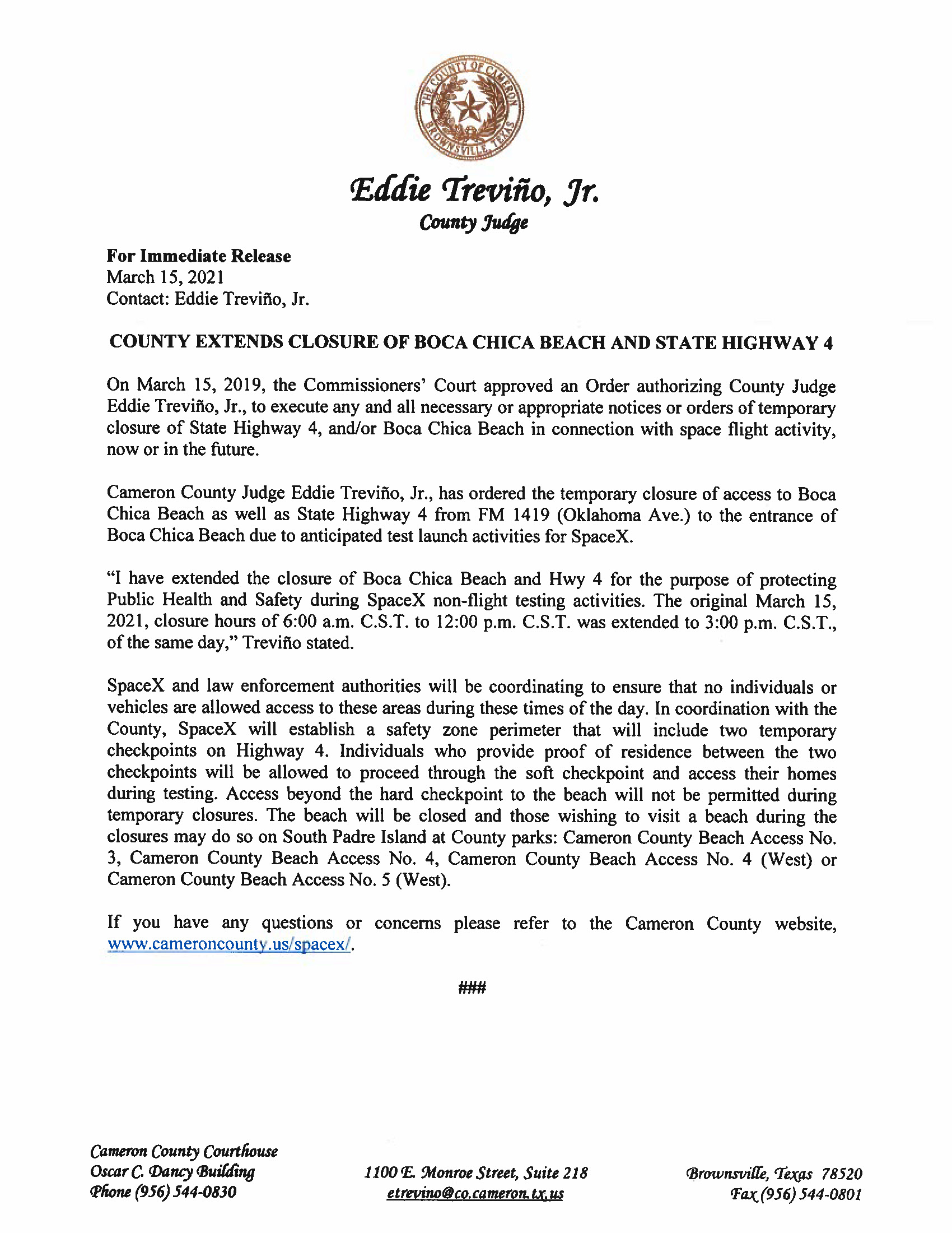Press Release In English And Spanish.03.15.21 Time Extended To 3 P.m. Page 1
