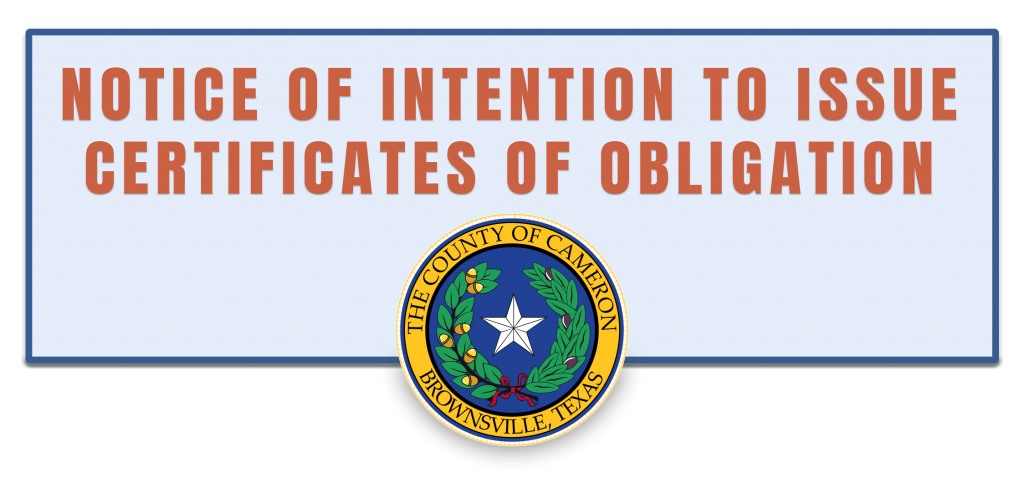 Notice of Intention to Issue Certificates of Obligation