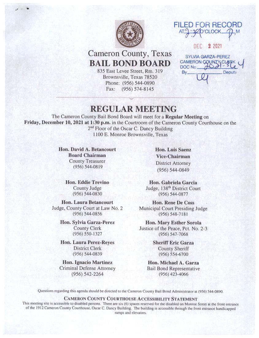 12 10 21 Bail Bond Board Agenda Regular Meeting Page 1