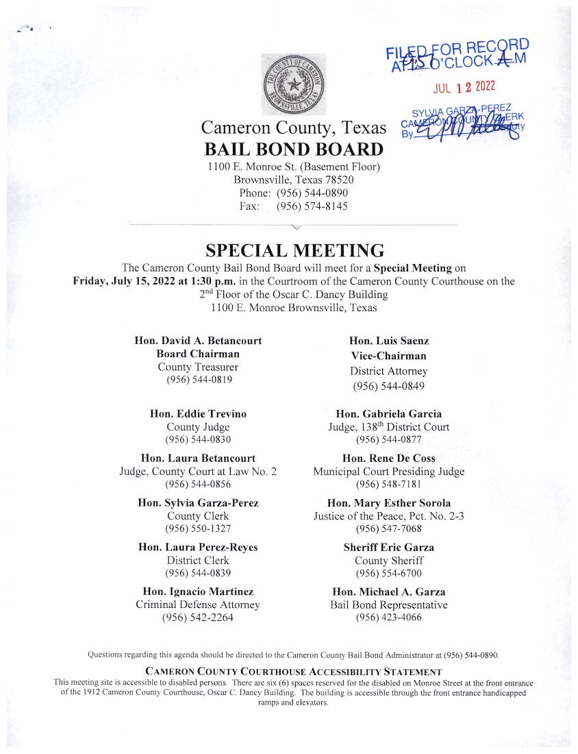 7 15 22 Agenda Special Meeting Page 1