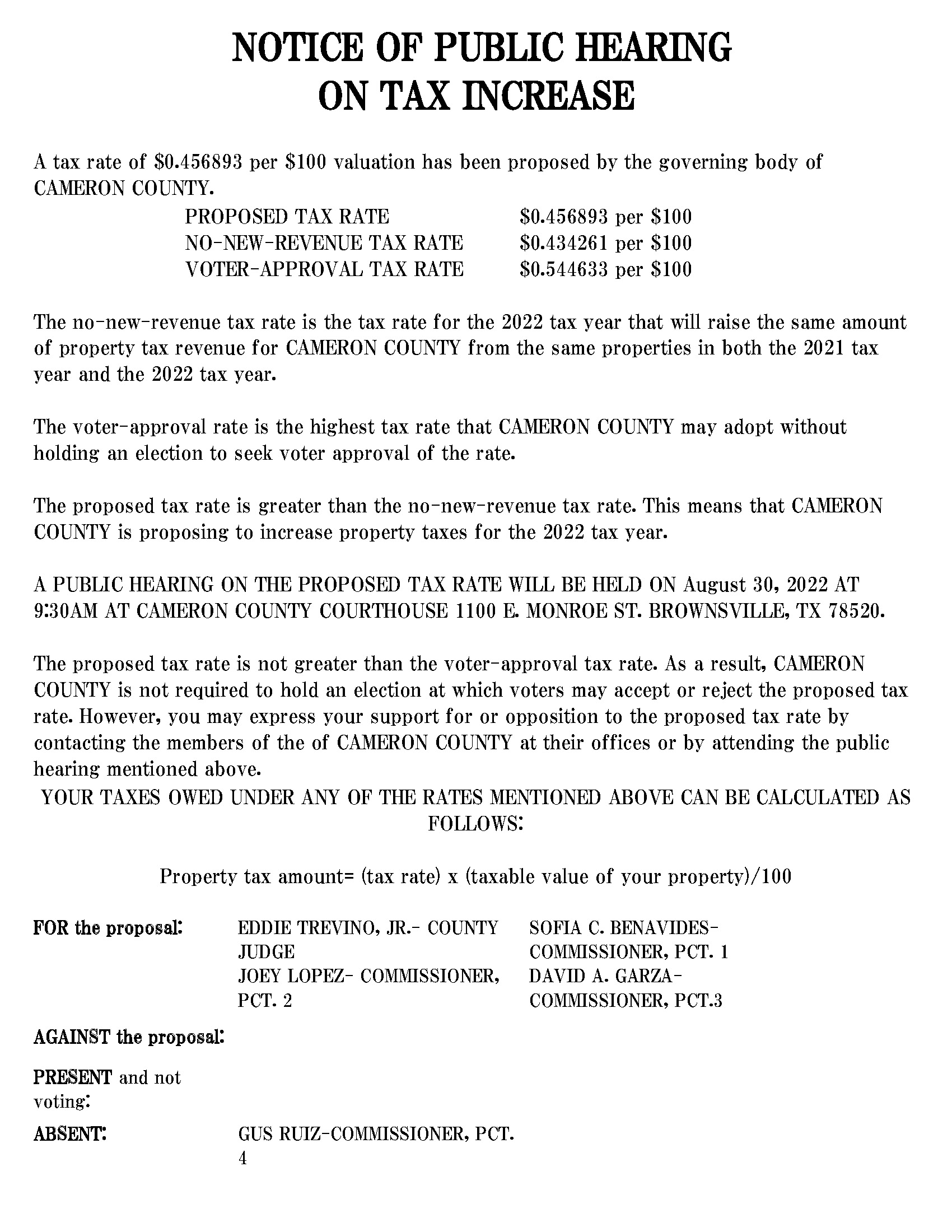 2022 2023 NOTICE OF PUBLIC HEARING ON TAX RATES Page 1