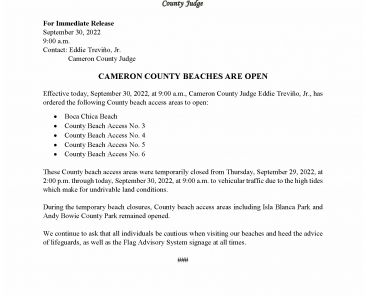 9.30.22 County Beach Access Areas are Open