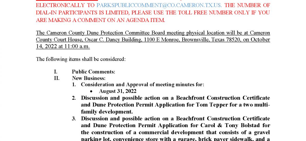 Agenda_Draft_Dune Protection Committee_october 14 2022_vf