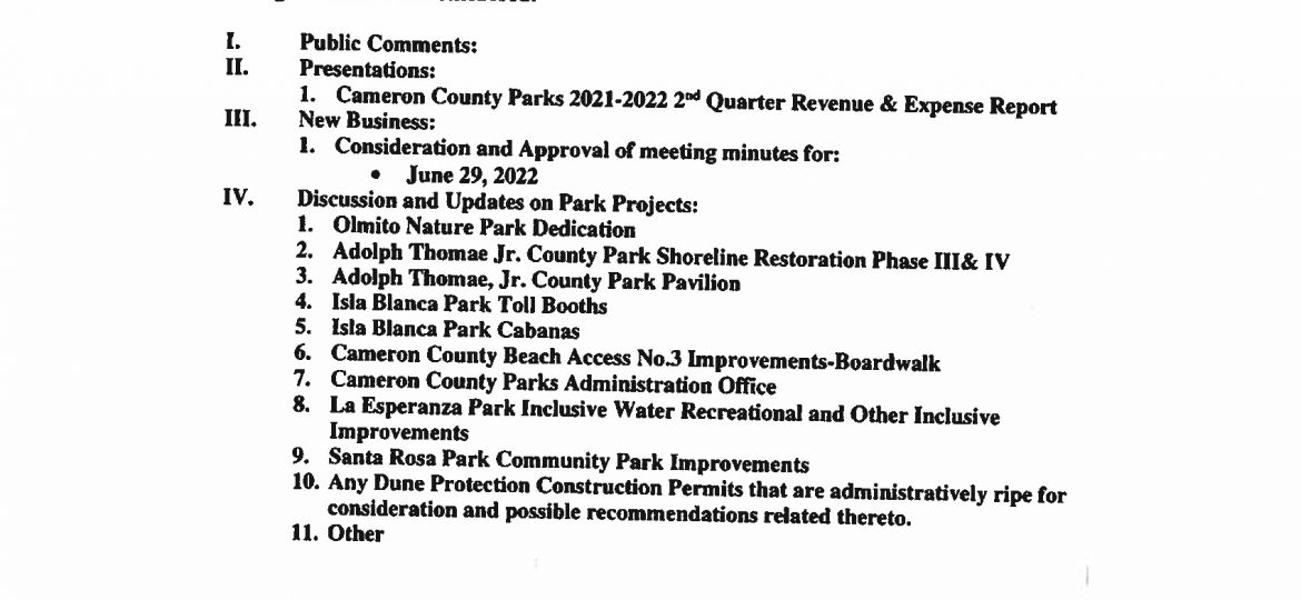 Oct-20-2022-Special-Meeting-Cameron-County-Parks-Advisory-Board