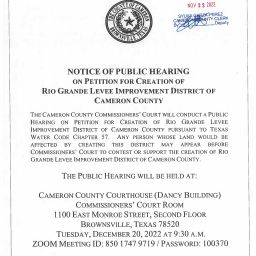 Public Hearing Notice Creation Of Rio Grande Levee Improvement District Of Cameron County Page 01 256x256