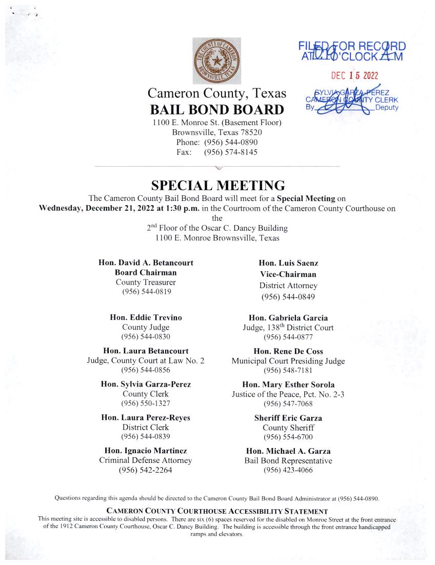 12 21 22 Agenda Special Meeting Page 1