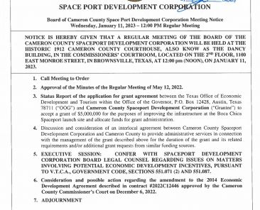 1-11-2023- Space Port Development Corporation Agenda