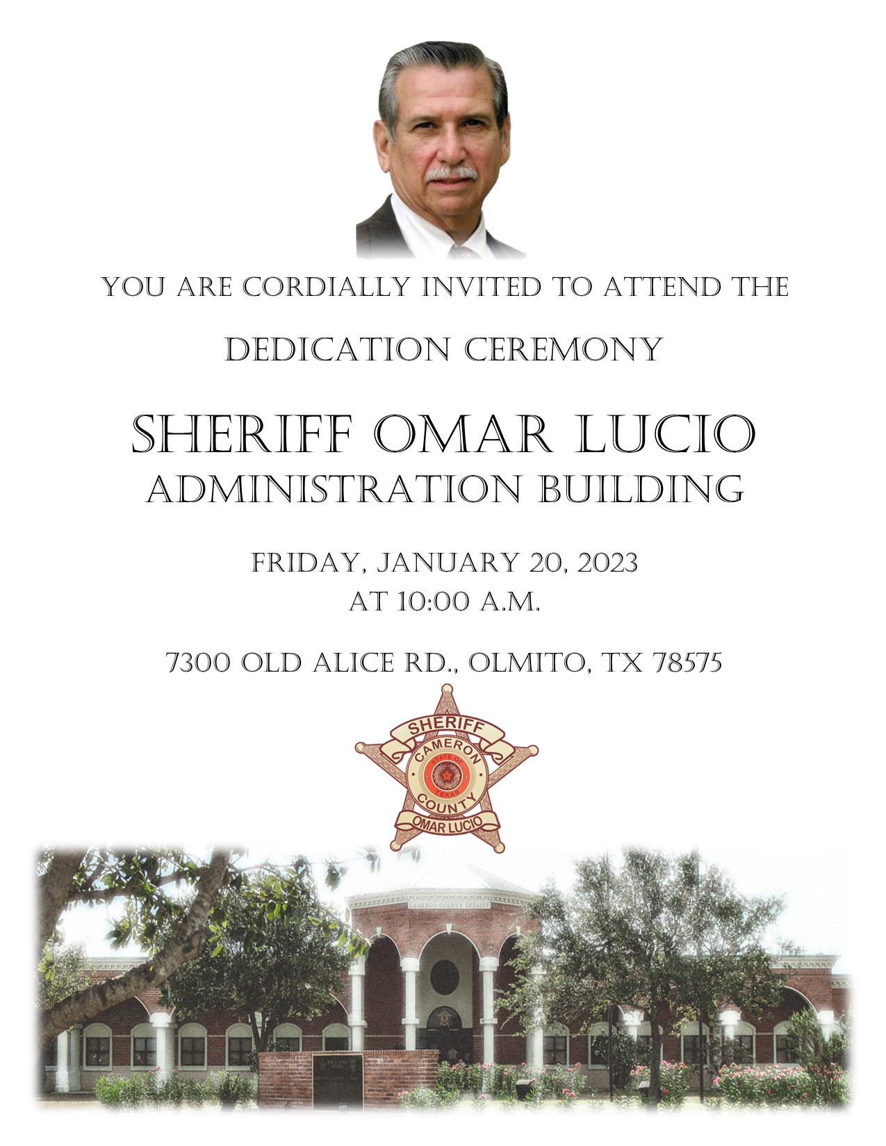 Invite Sheriff Omar Lucio Administration Building