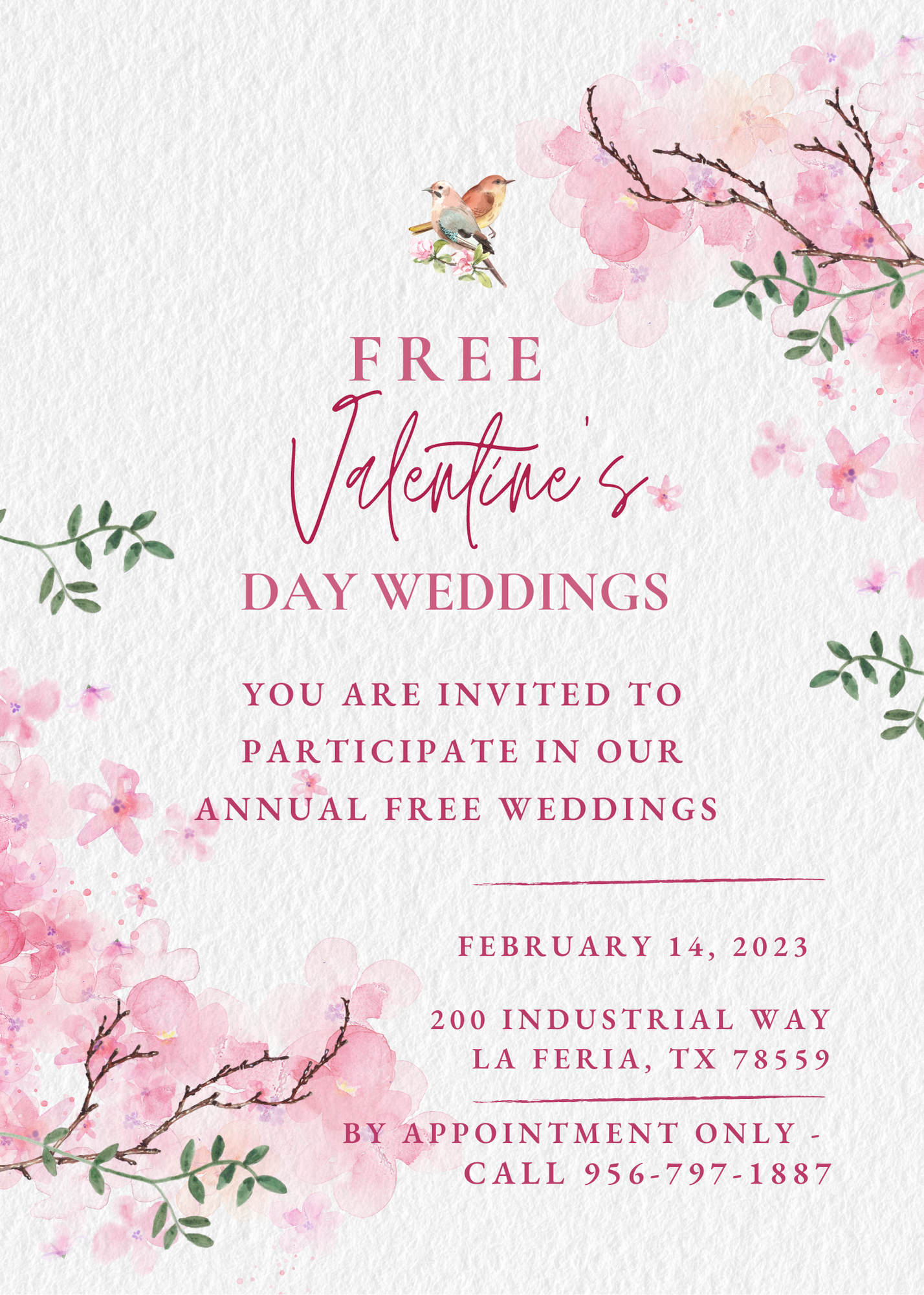 Pink Watercolor Valentine Greeting Invitation Potratit