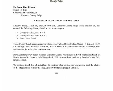3.18.23 Boca Chica Beach and Access Areas are Open