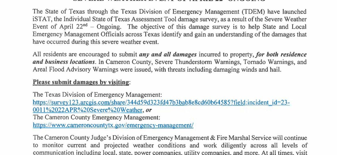 4.24.23 Self Reporting Damage Survey April Severe Weather Event
