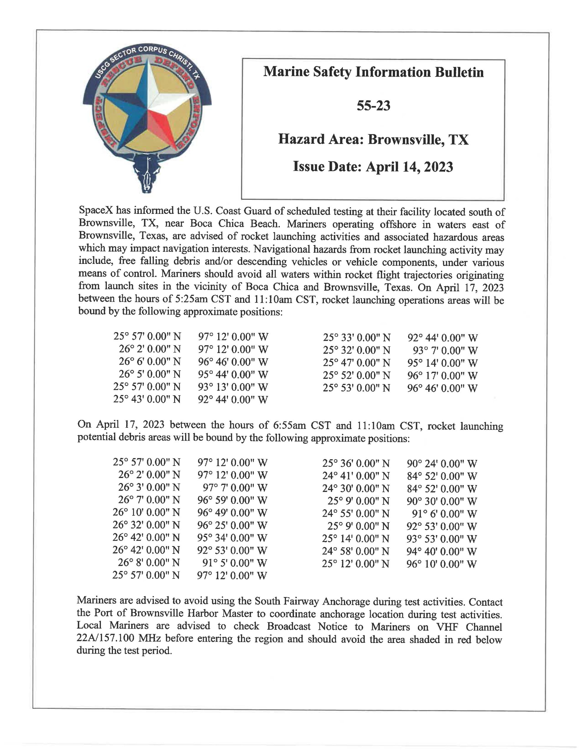 MSIB 55 23 Hazard Area Brownsville TX And Gulf Of Mexico Page 1 Scaled