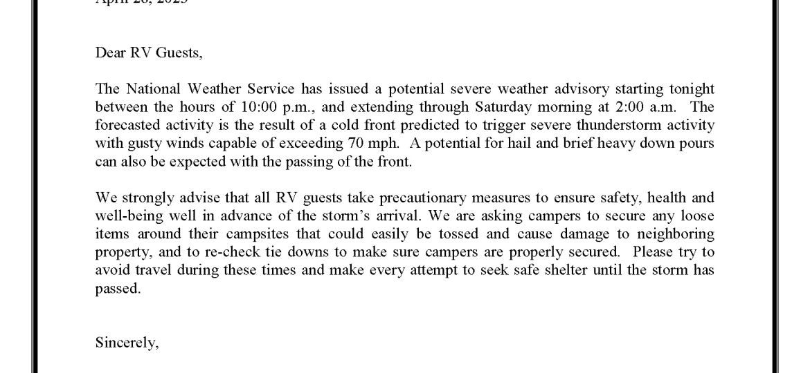 RV Campers_SEVERE WEATHER NOTICE_4-28-23