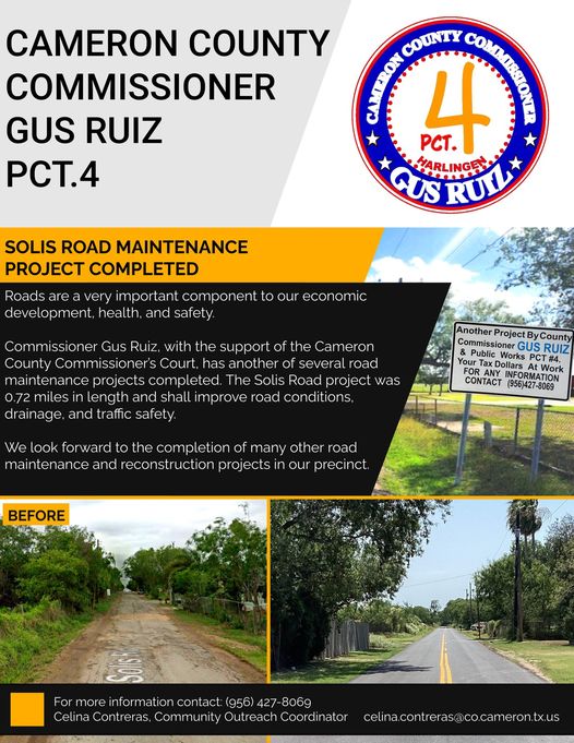 Pct4 Solis Road Maintenance Project Completed