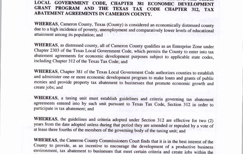 2023 Tax Abatement Agreements in Cameron County_Page_1