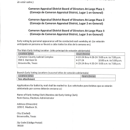 Cameron Appraisal District Order Of General Election Page 1