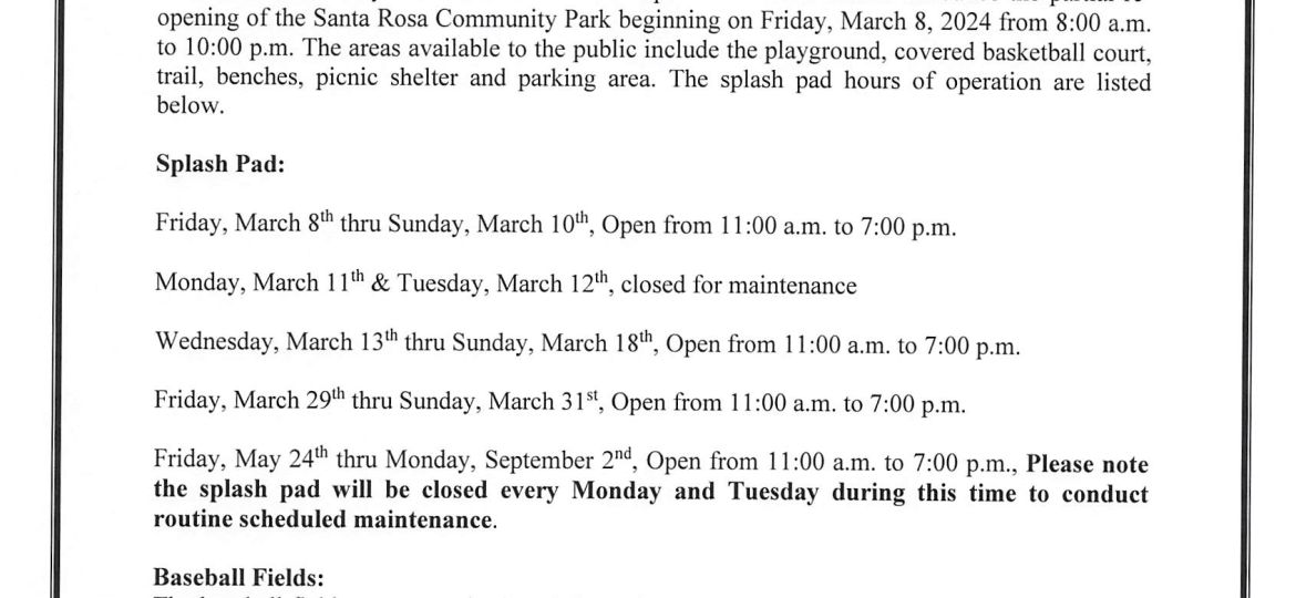 Santa Rosa Community Park_Announcement of Partial Reopening of Park_Final_3-6-24 (002)