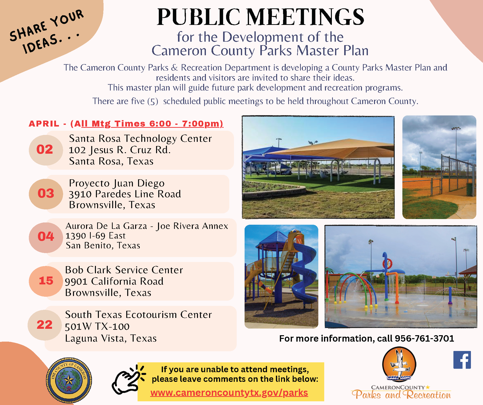 Public Meetings Meeting Announcement Cameron County Parks Master Plan Newspapper Ads Run Date 3 27 24