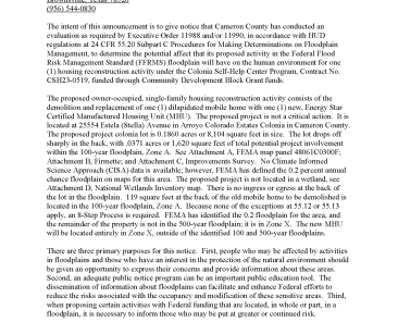 Early Notice Floodplain