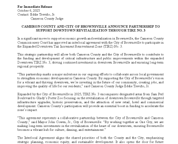 2025.10.6 - Press Release - TIRZ No. 3