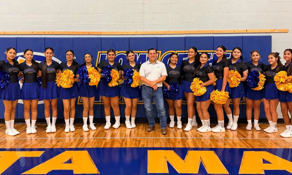 Commissioner Gus Ruiz stands with the 2026-2027 Santa Maria High School Volleyball team.